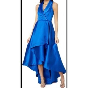 Adrianna Papell Dress Size 6 Royal Blue Mikado High-Low Tuxedo Gown AP1E210089